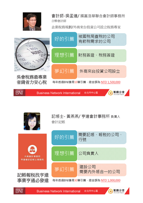 會計師-吳孟達 / 記帳士黃燕燕 會計師-吳孟達 / 記帳士黃燕燕