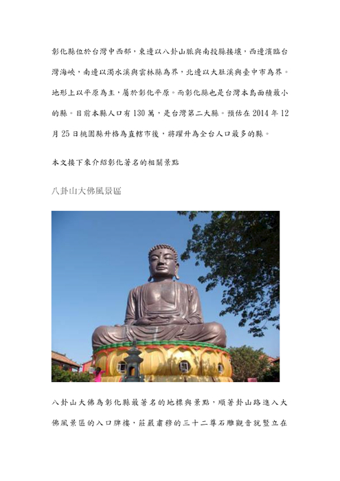 彰化的著名遊玩景點