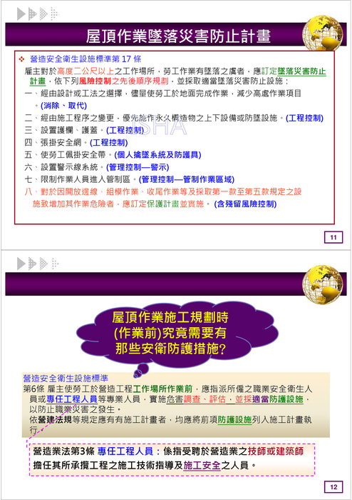 屋頂作業墜落危害預防