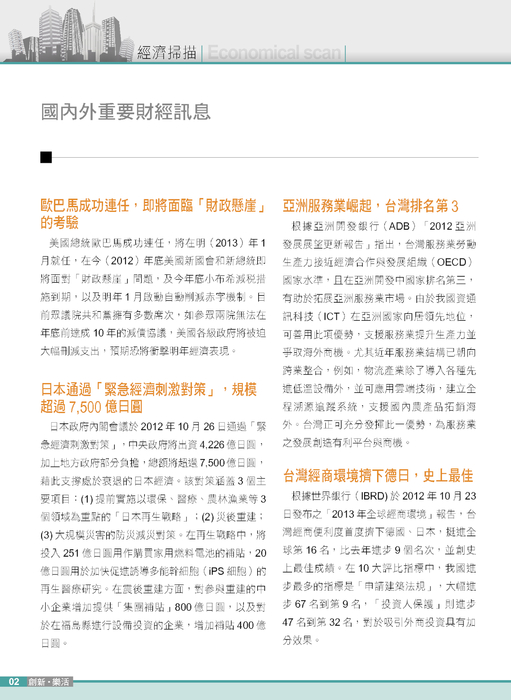 經濟掃描-國內外重要財經訊息